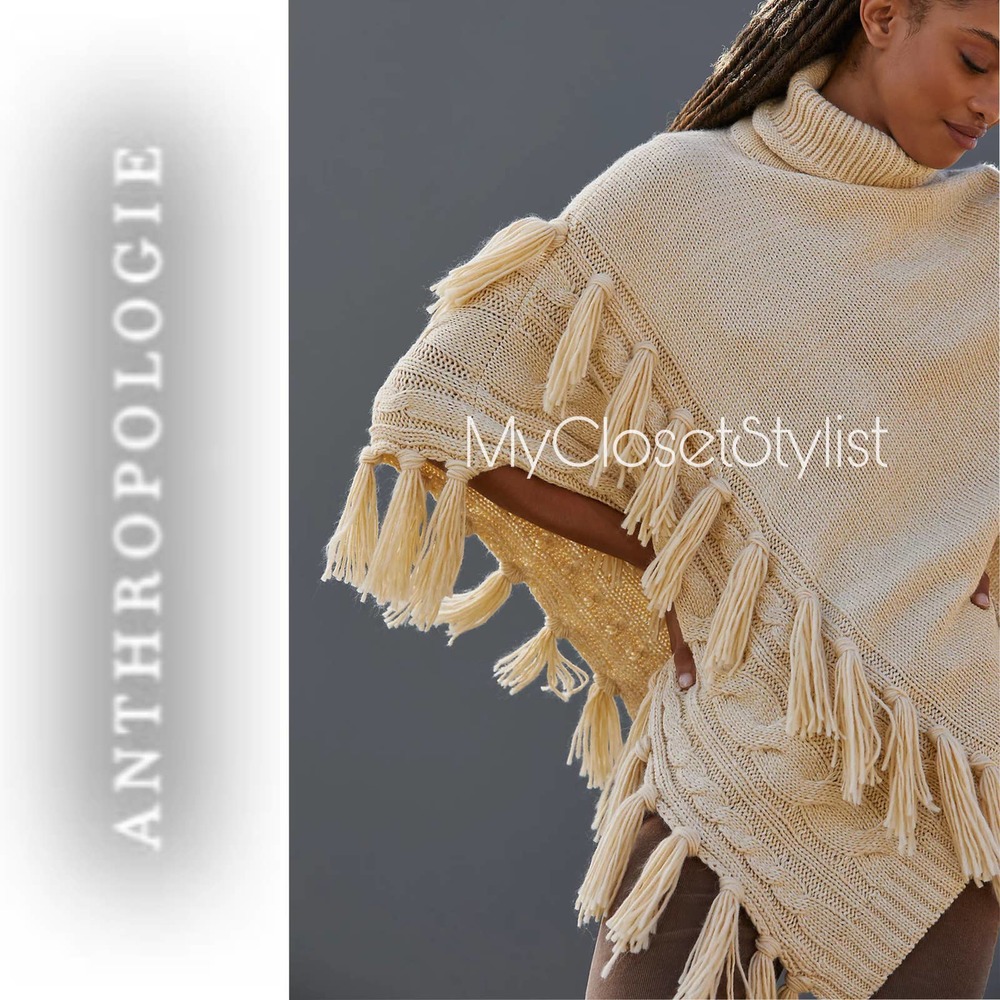 NWT Anthropologie Cable Knit Asymmetrical Turtleneck Sweater! XS M L OS NEW TAG